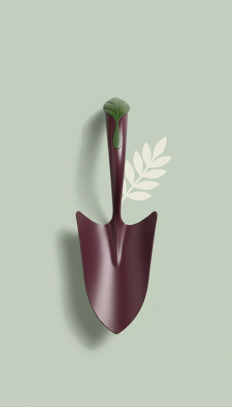 Sculptural steel garden trowel